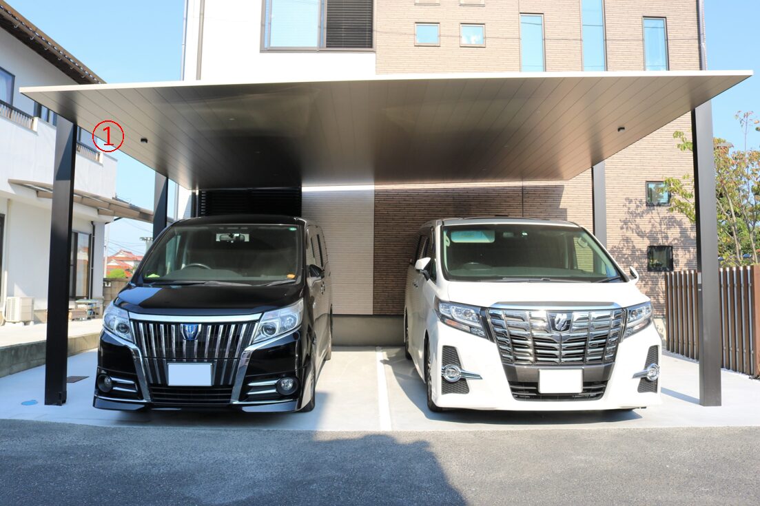 浜田市で施工したカーポートのある駐車スペース