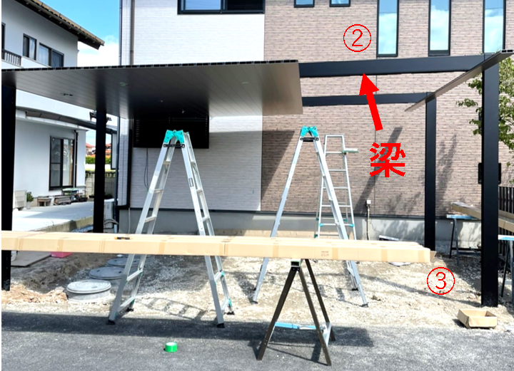 浜田市で施工したカーポートのある駐車スペース