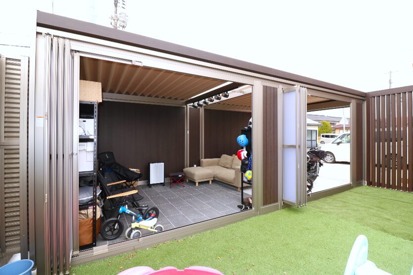 浜田市 外構工事 趣味スペースとして活用できるガレージ